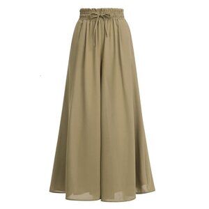 Pasgreson Women's Palazzo Casual Wide Leg Pant Elastic Waist in Green size M NEW